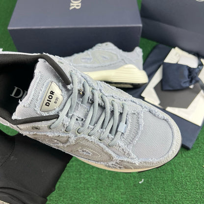 Dior B30 Countdown Sneaker "Blue Fringed Denim-Effect Stonewashed Canvas"