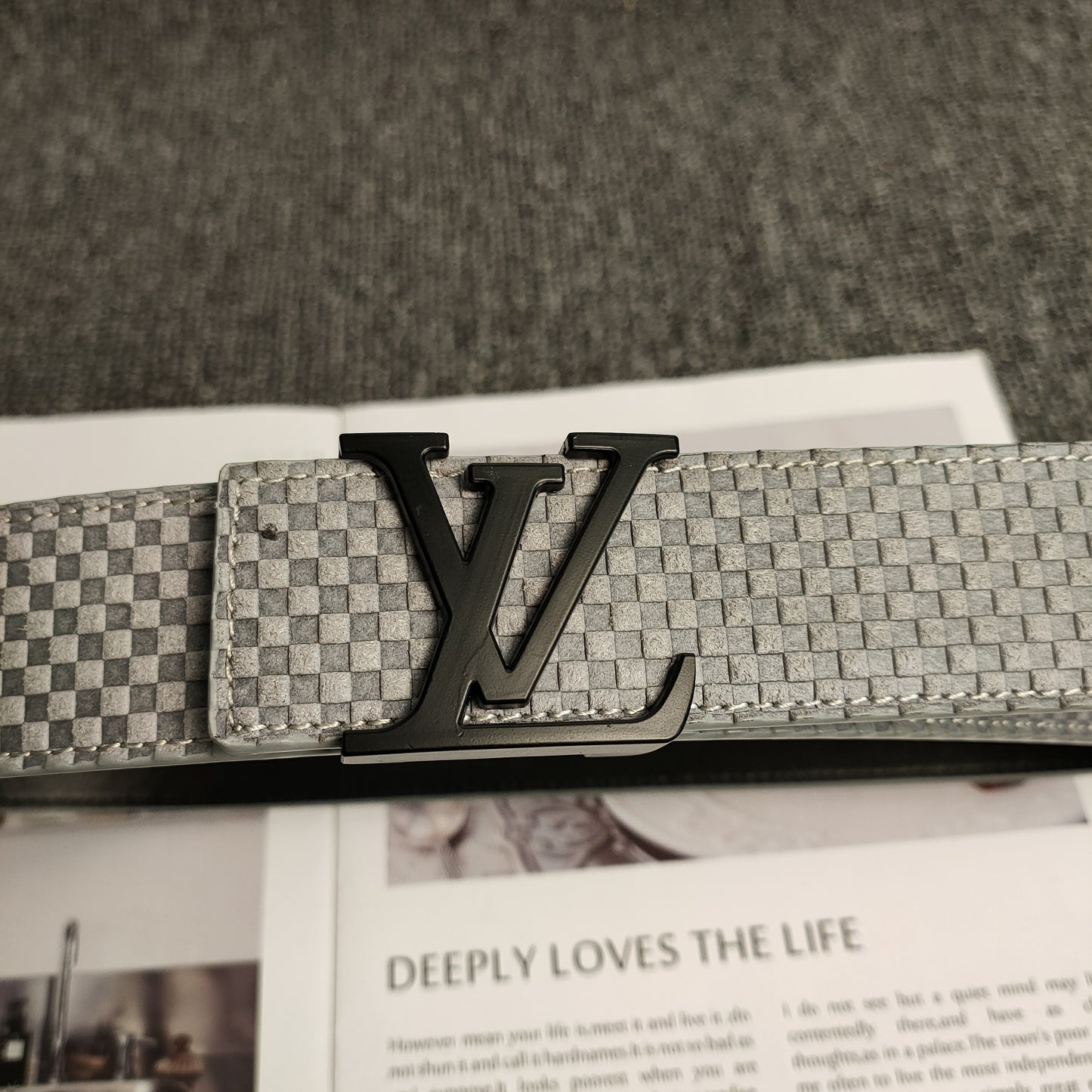 Louis Vuitton Leather Belt "Grey-Black"