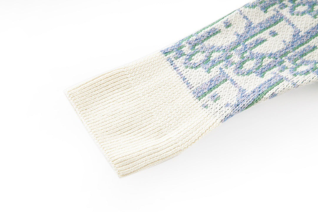Dior Oblique Cardigan "White and Blue Virgin Wool Jacquard"