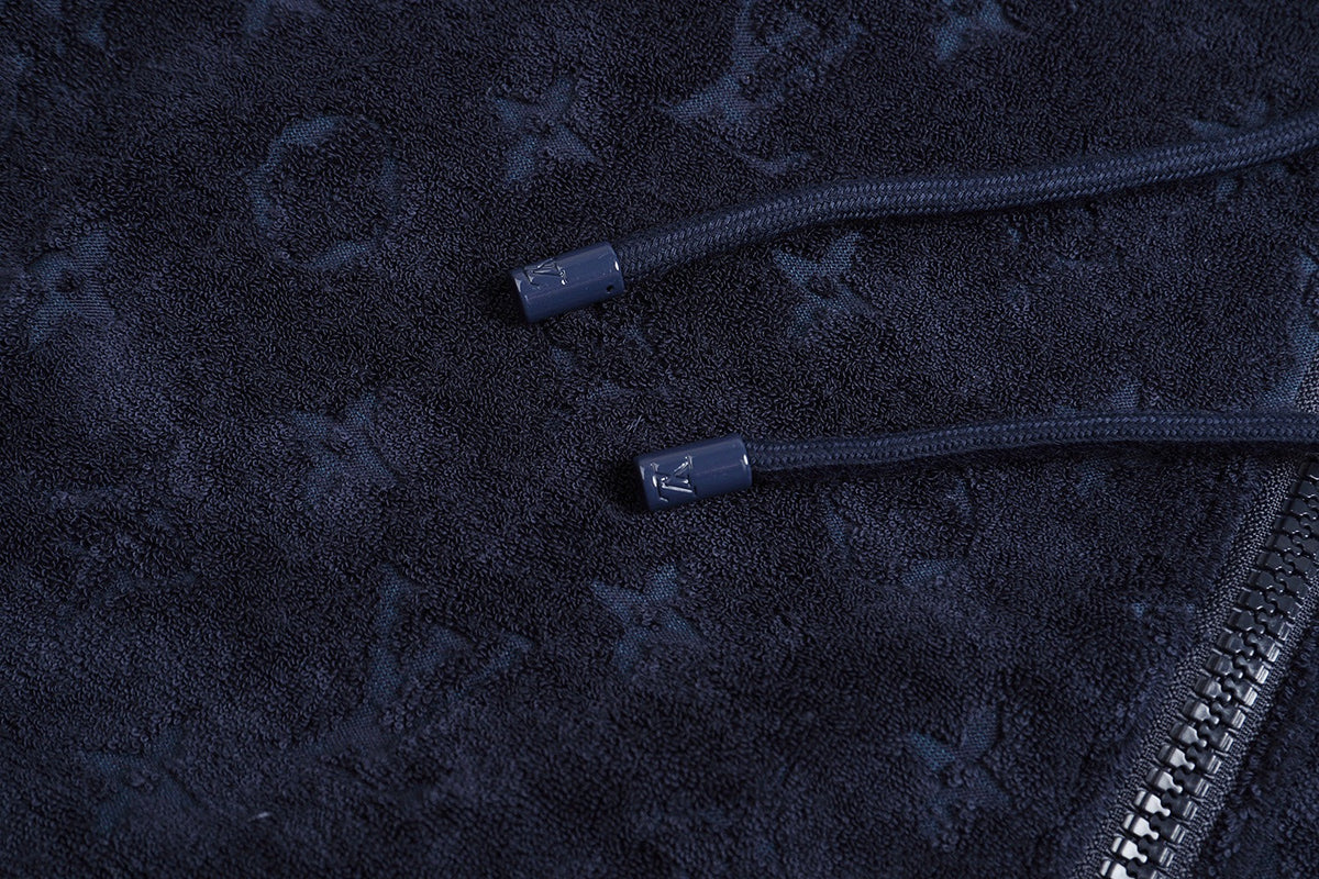 Louis Vuitton Monogram French Terry Zip-Through Hoodie "Dark Navy"