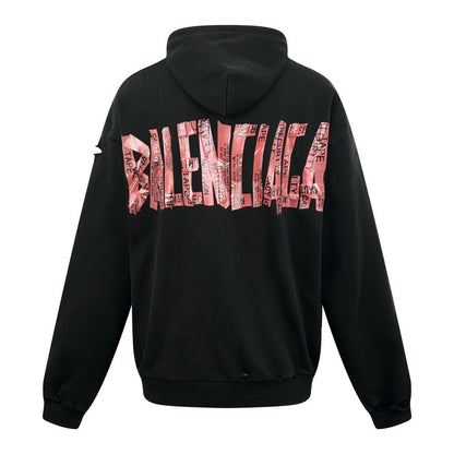 Balenciaga Tape Logo Zip-up Hoodie "Black"