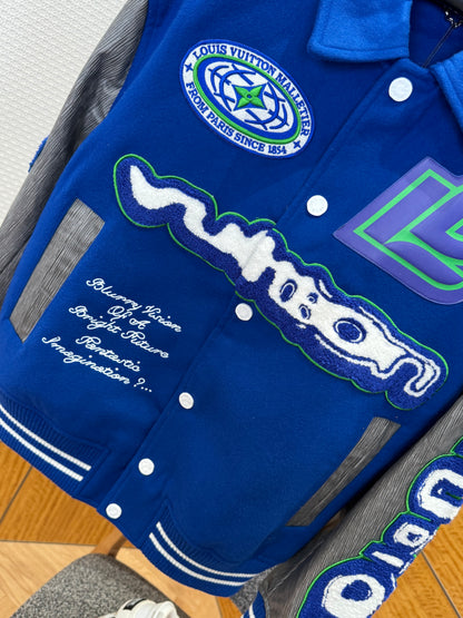 Louis Vuitton Embroidered Varsity Blouson "Grey-Blue"