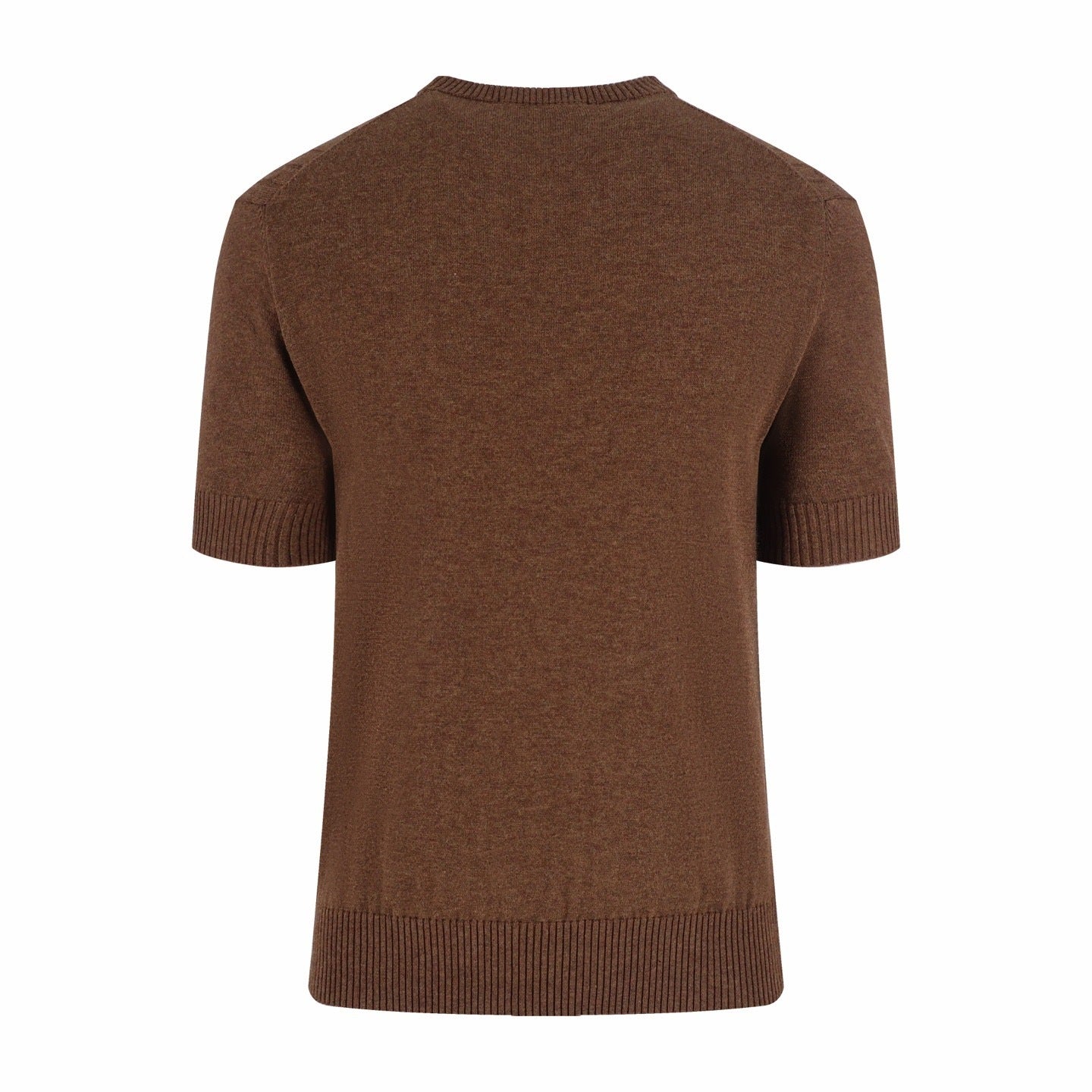 Loro Piana Treccia Cashmere Short-Sleeve Sweater T-Shirt "Brown"