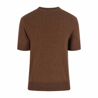 Loro Piana Treccia Cashmere Short-Sleeve Sweater T-Shirt "Brown"