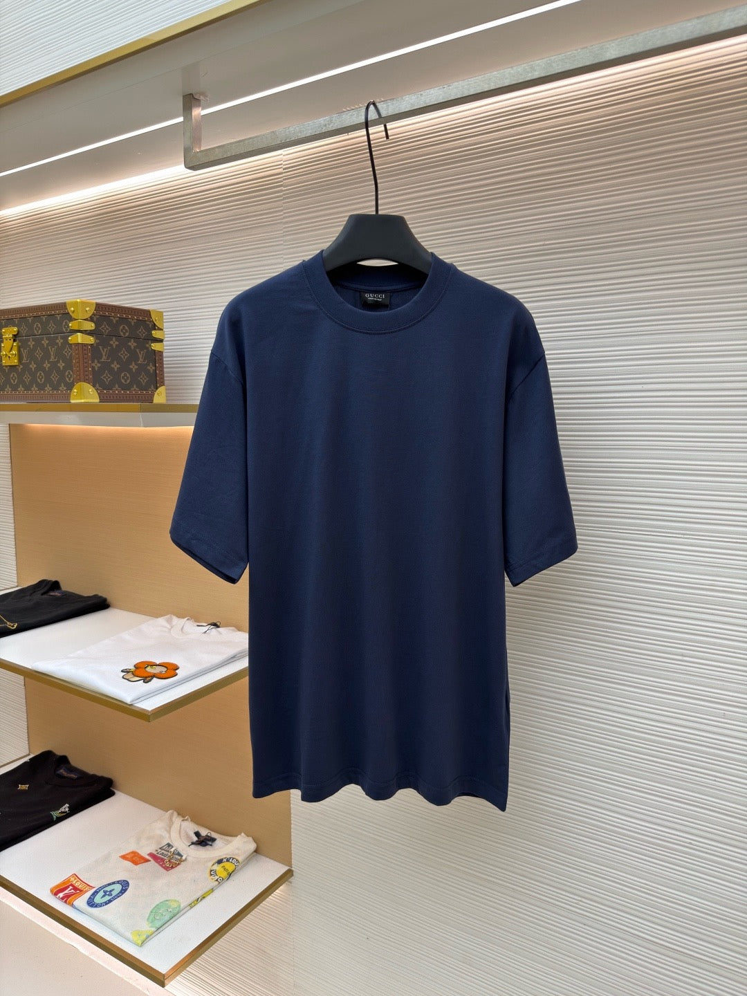 Gucci Cotton Silk Jersey T-shirt "Dark Blue"