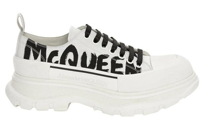 Alexander McQueen Tread Slick Low "White-Black Graffiti Logo"