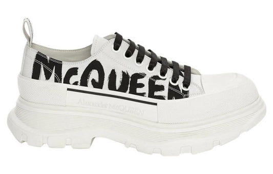 Alexander McQueen Tread Slick Low "White-Black Graffiti Logo"