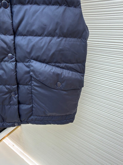 Miu Miu Technical Pongé Down Vest "Navy"