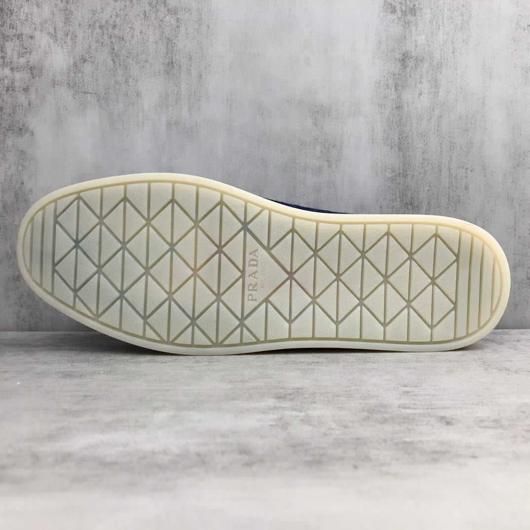 Prada Logo-Plaque Suede Loafers "Royal Blue"