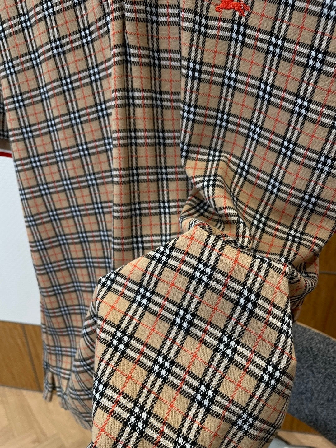 Burberry Check Cotton Blend Polo T-Shirt "Sand Beige"