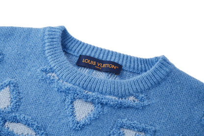 Louis Vuitton Textured Cotton Crewneck "Sky Blue"