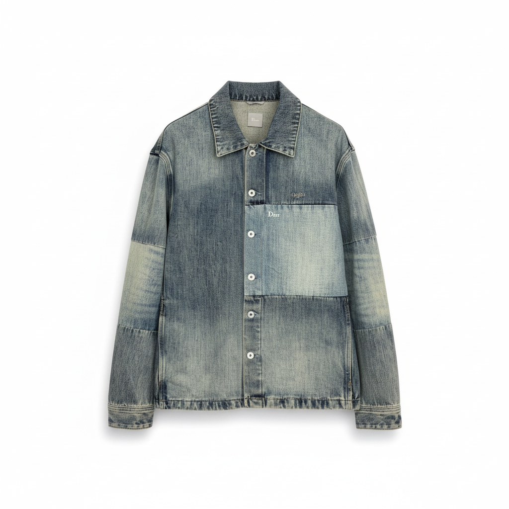Dior Overshirt with Patchwork Effect "Blue Cotton Twill"
