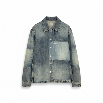 Dior Overshirt with Patchwork Effect "Blue Cotton Twill"
