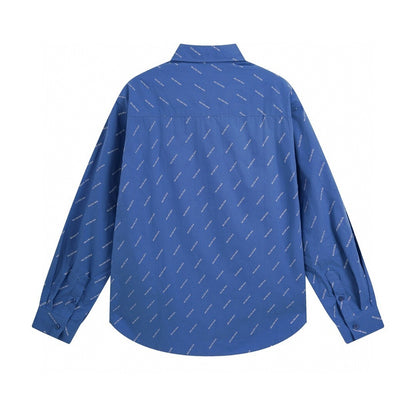 Balenciaga All Over Logo Shirt "Blue"
