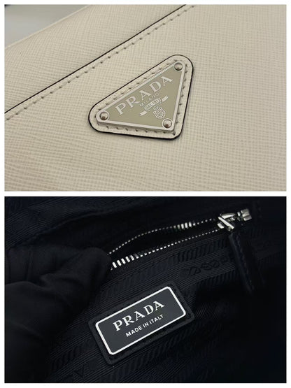 Prada Saffiano Leather Shoulder Bag "Chalk White"