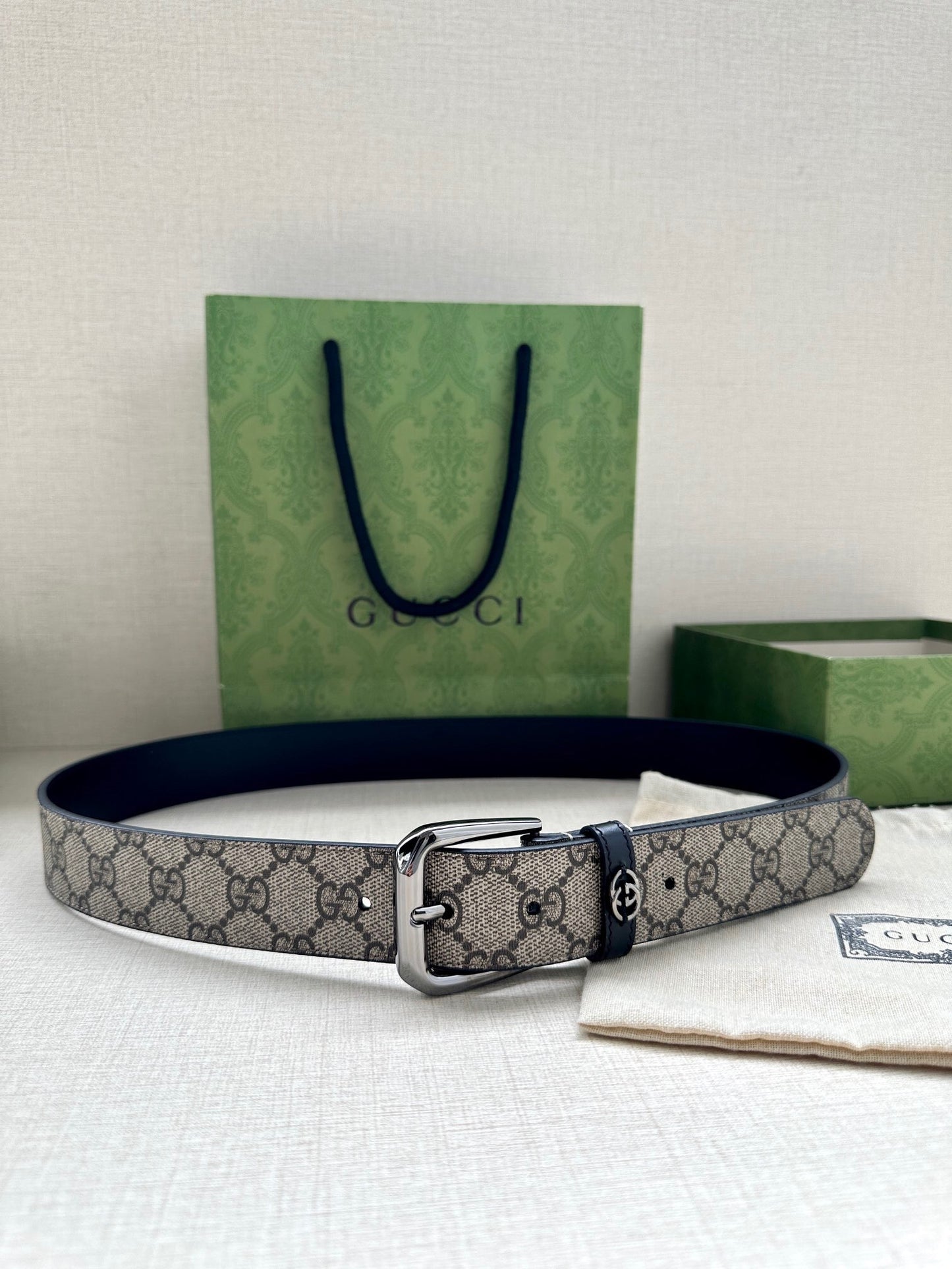 Gucci Belt with Interlocking G Detail "Beige"