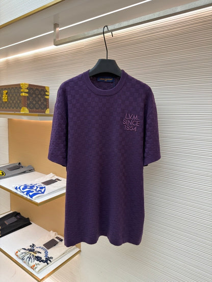 Louis Vuitton Damier Jacquard Short-Sleeved Crewneck "Purple Indigo"