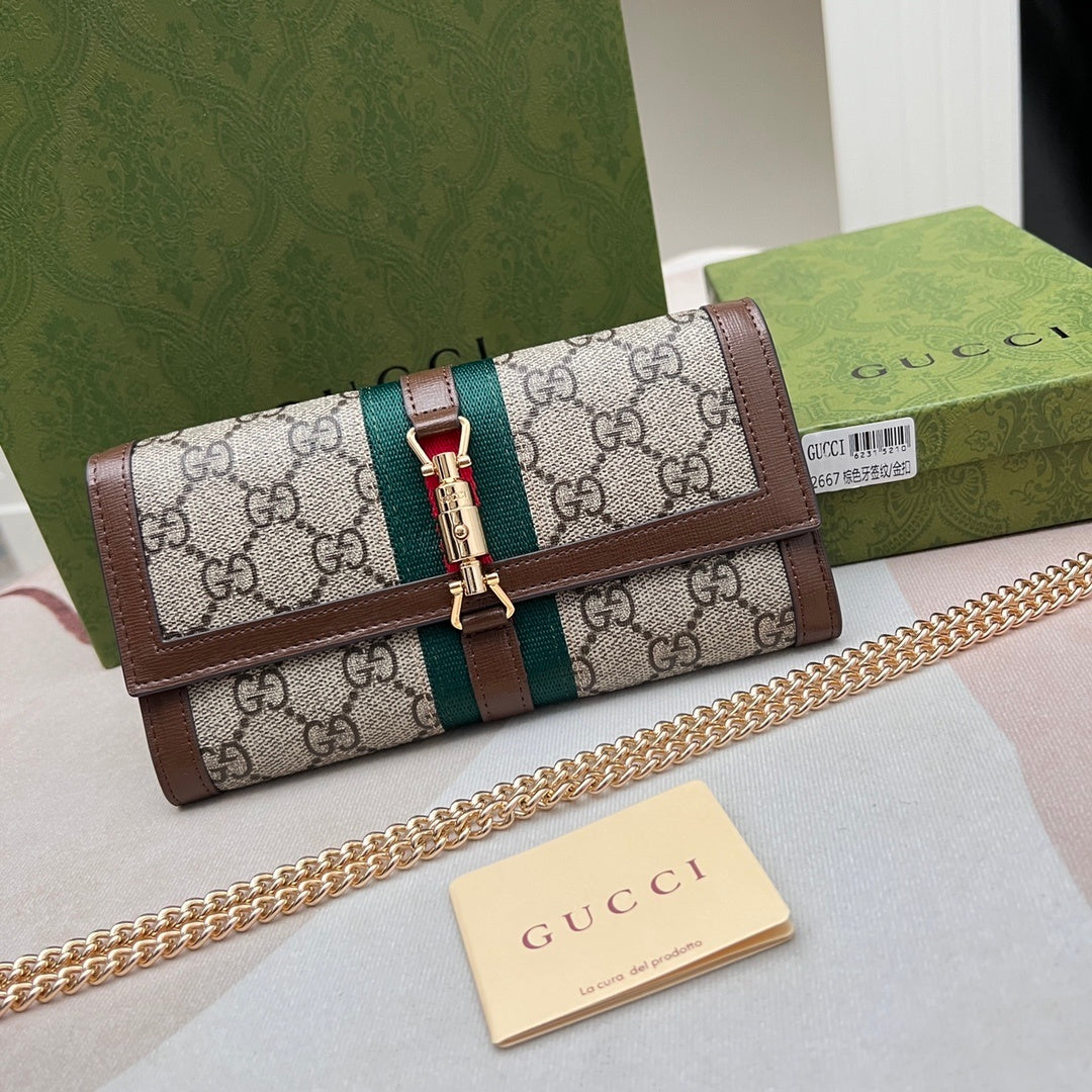 Gucci Jackie 1961 GG Continental Chain Wallet
