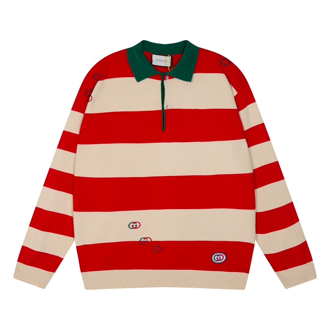 Gucci Polo Sweater "Ivory-Red-Green"
