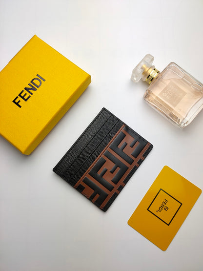 Fendi FF Logo Leather Card Holder
