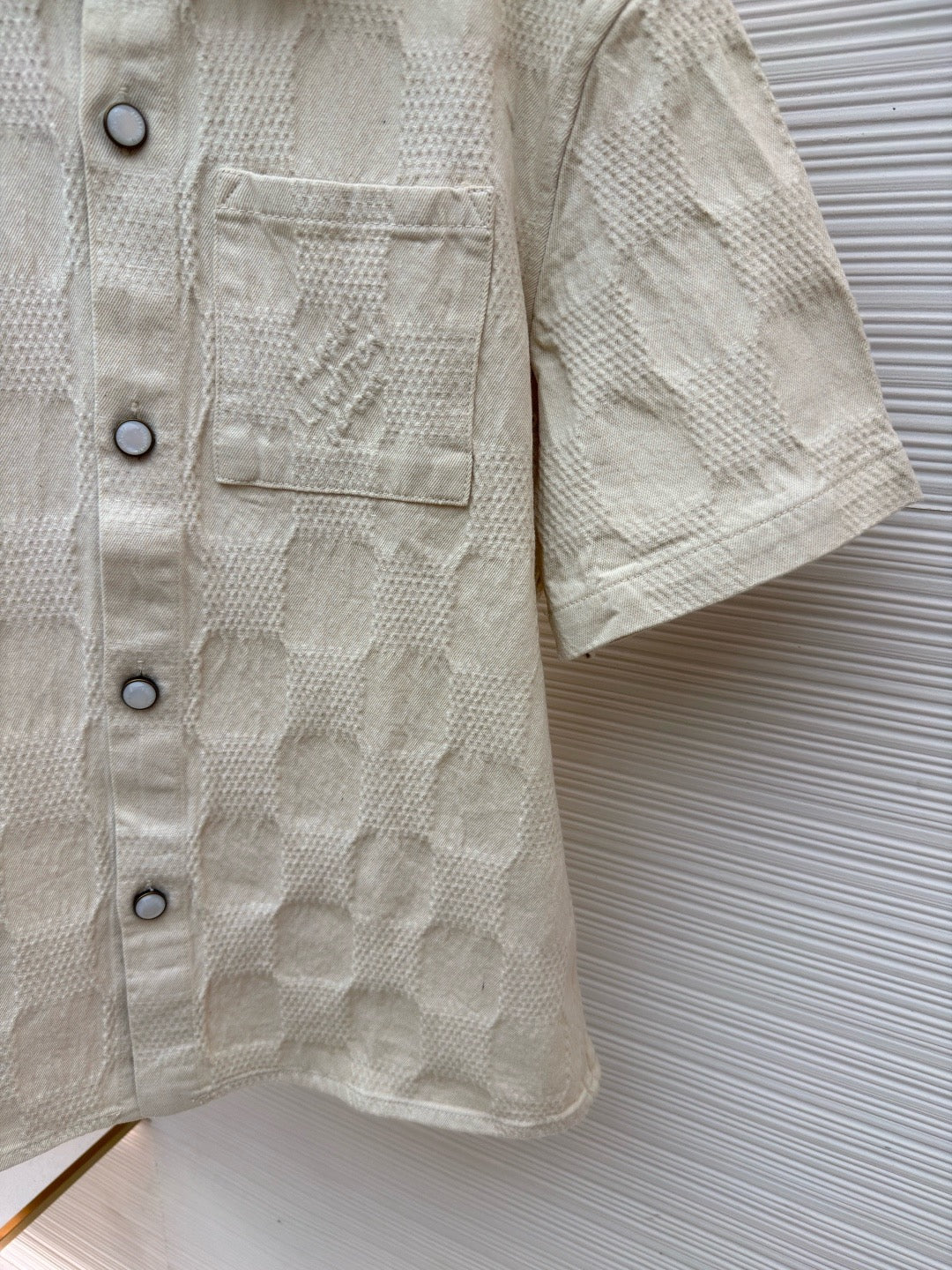 Louis Vuitton Damier 3D Light Denim Short-Sleeved Shirt