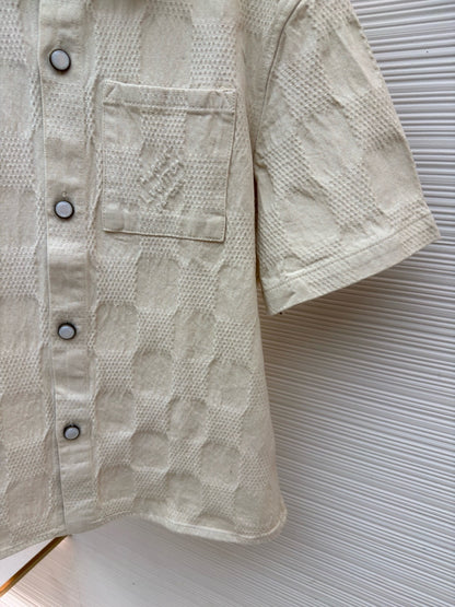Louis Vuitton Damier 3D Light Denim Short-Sleeved Shirt