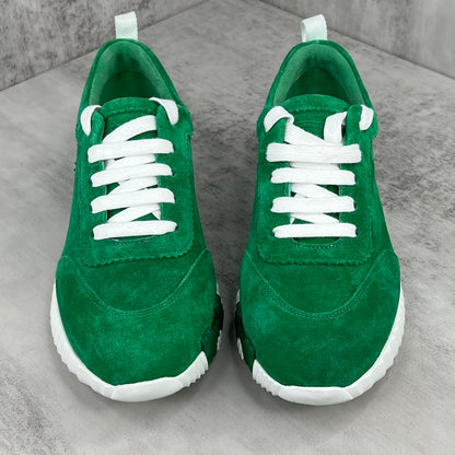 Hermes Bouncing Sneakers "Green-White Suede"