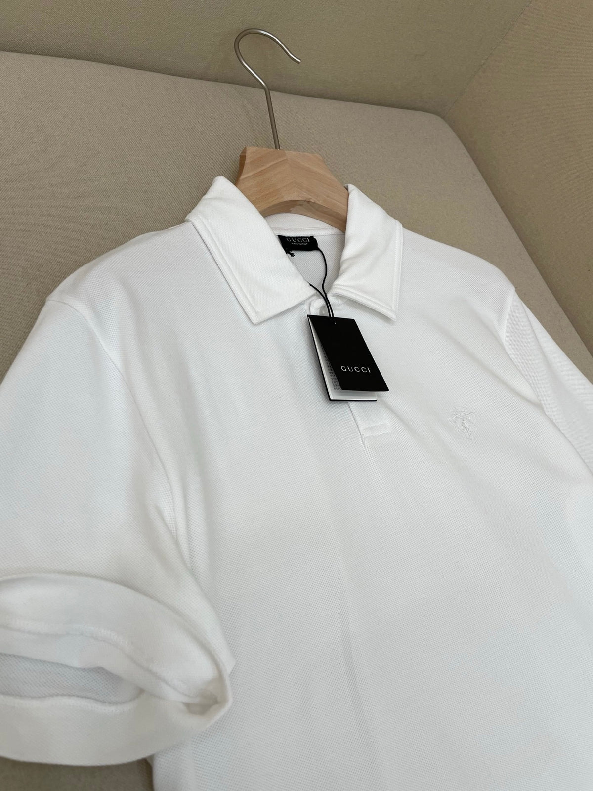 Gucci Cotton Piquet Polo Shirt with Embroidery "White"