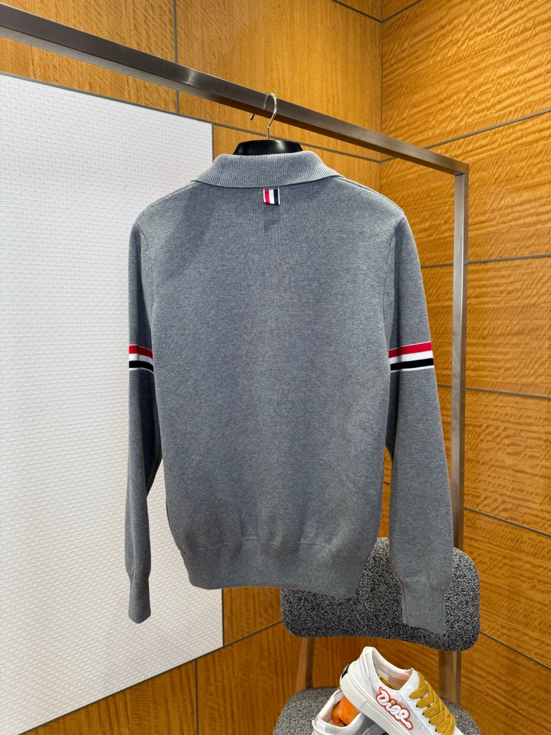 Thom Browne RWB Stripe Zipped Cardigan "Gray"