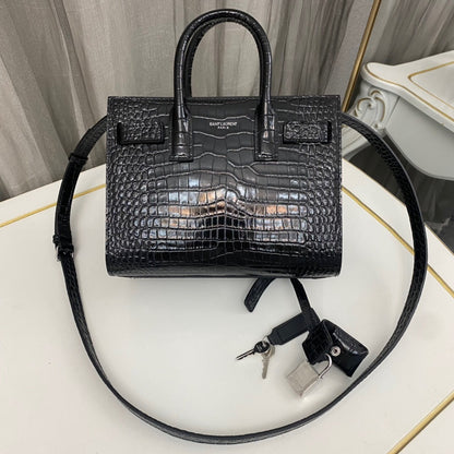 Saint Laurent Sac De Jour in Crocodile-Embossed Leather-Nano
