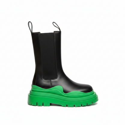 Bottega Veneta Tire Chelsea Boots "Black-Green"