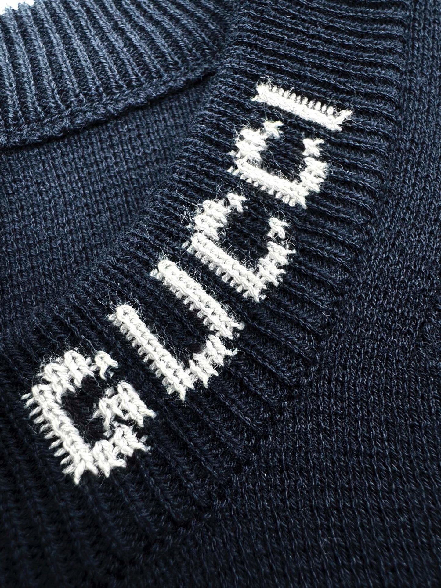 Gucci Silk Cotton T-Shirt with Gucci Intarsia "Navy Blue"