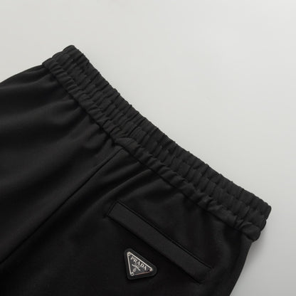 Prada Cotton Fleece Joggers with Re-Nylon Details "Black"