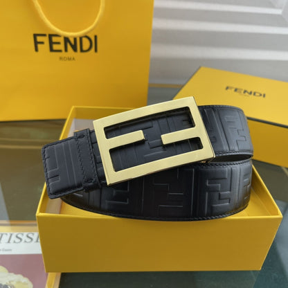 Fendi FF Embossed 38mm Leather Belt "Black"