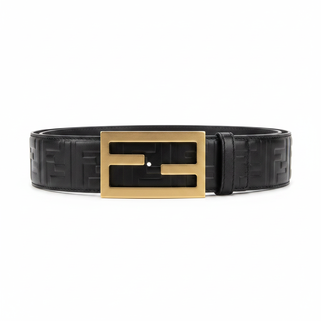 Fendi FF Embossed 38mm Leather Belt "Black"