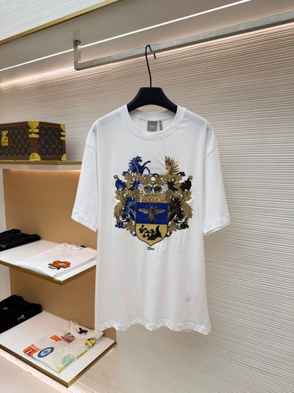 Dior Blason Printed T-shirt "White Cotton Knit Fabric"