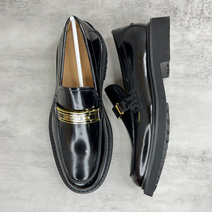 Dior Leather Loafers "Black-Gold"