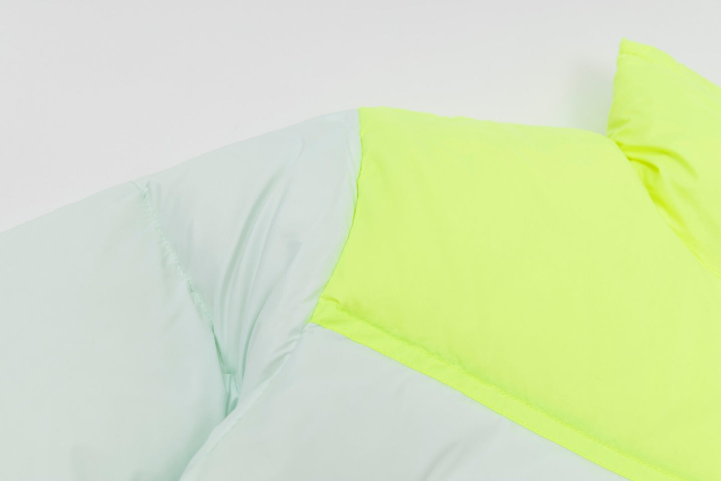 The North Face Nuptse Short Down Jacket "White-Neon Yellow"