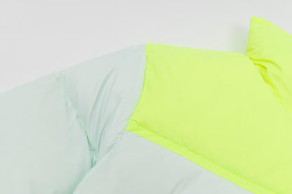 The North Face Nuptse Short Down Jacket "White-Neon Yellow"