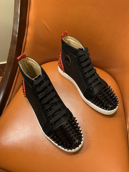 Christian Louboutin High-Top Louis Spikes 2 "Black-Red"
