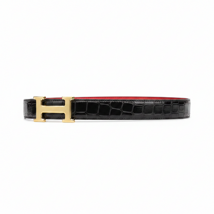 Hermes Constance Belt Buckle & Reversible Leather Strap "Black" and "Red"