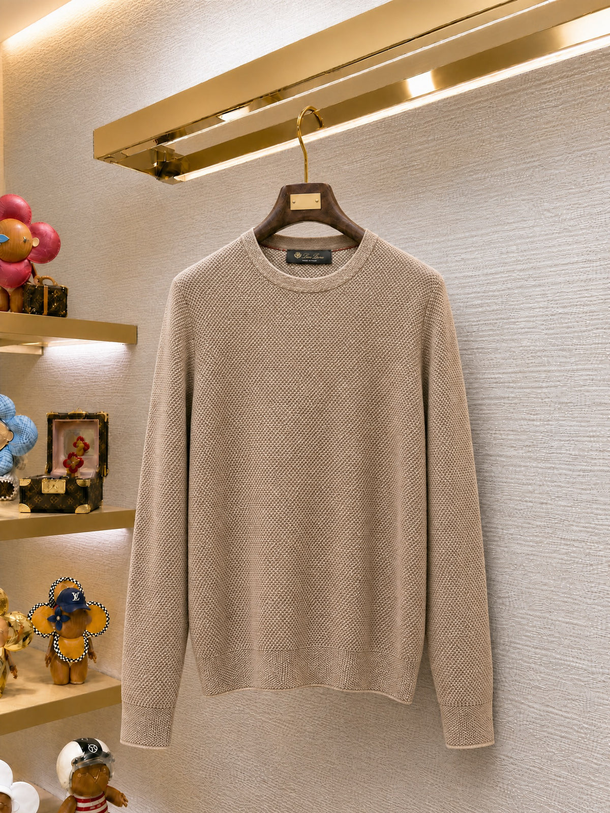 Loro Piana Varallo Crewneck "Mulberry Natural Wood"
