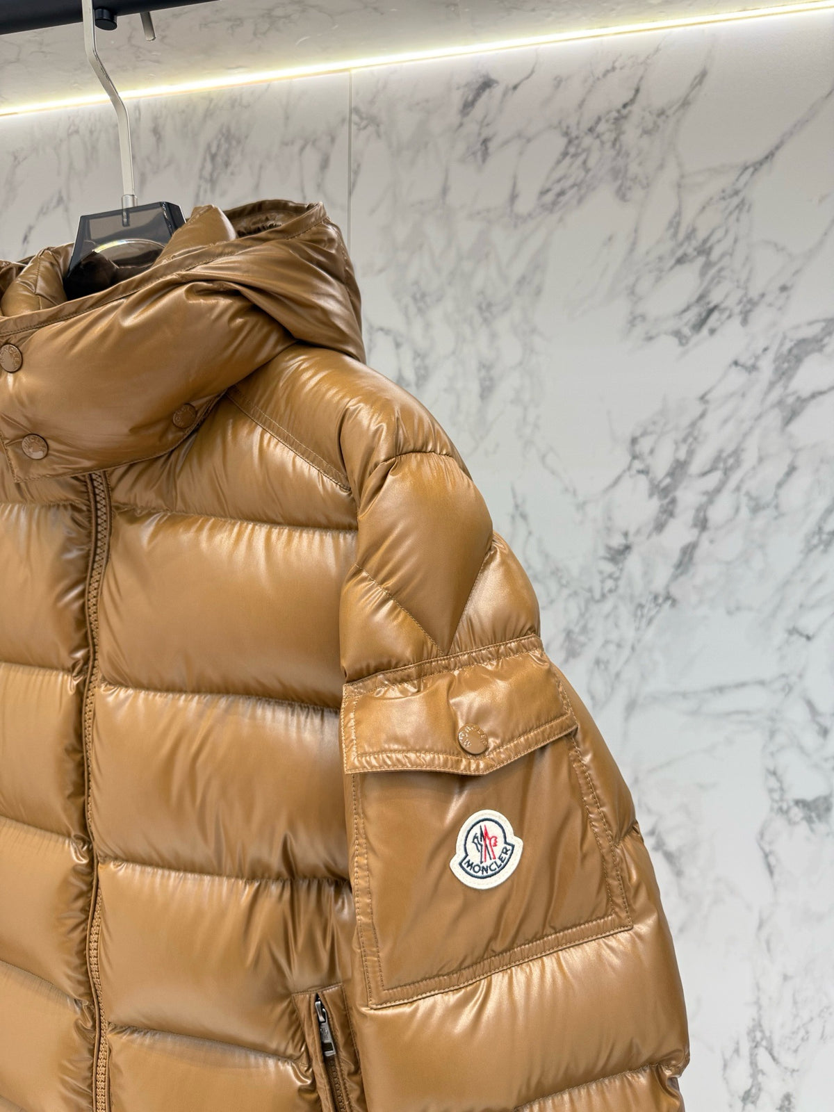 Moncler Maya Hooded Short Down Jacket "Beige"