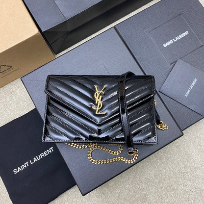 Saint Laurent Cassandre Envelope Chain Wallet in Patent Leather