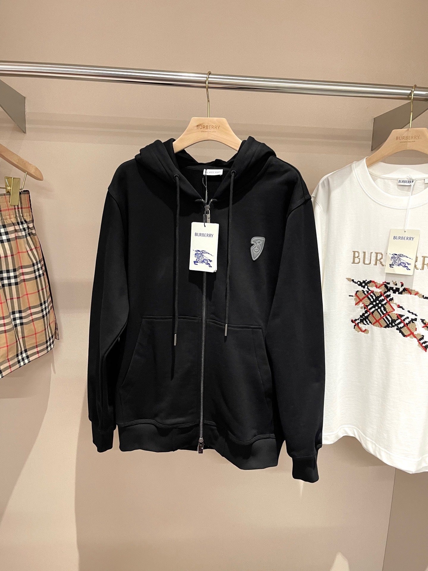 Burberry EKD Cotton Zip Hoodie "Black"