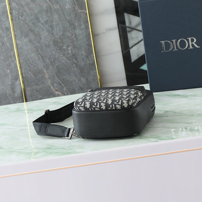 Dior Rider Sling Bag "Beige and Black Dior Oblique Jacquard with Black Grained Calfskin"