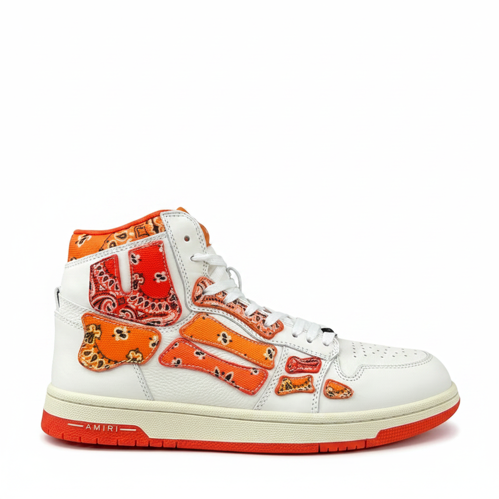 Amiri Skel Top High "White-Orange Bandana"