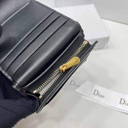 Dior Saddle Lotus Wallet Black Goatskin
