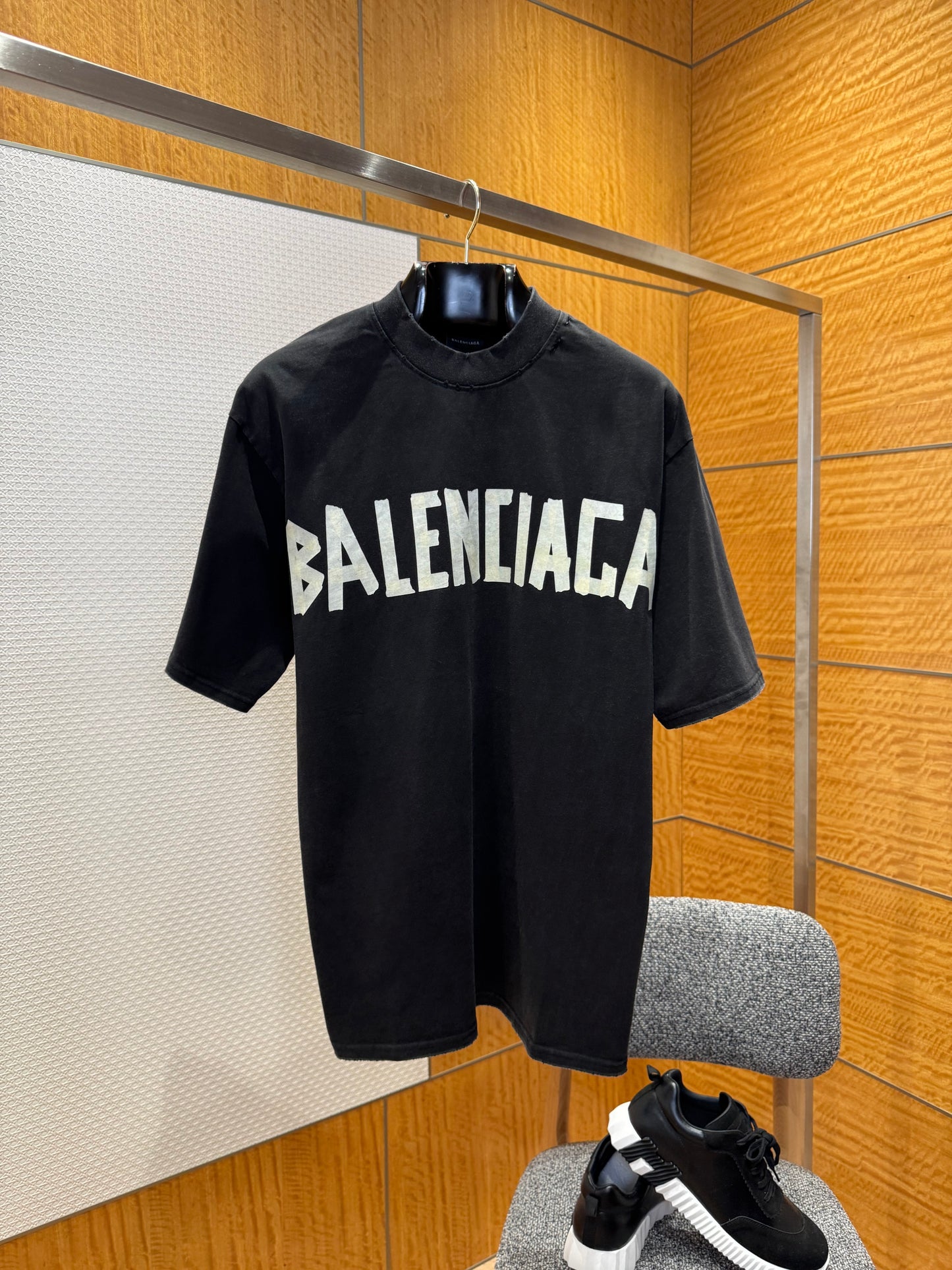 Balenciaga Distressed Logo Print T-Shirt "Black"