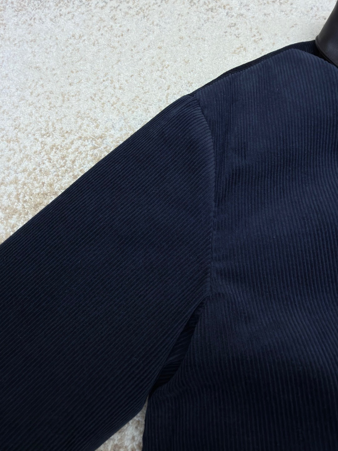 Miu Miu Corduroy and Nappa Leather Down Jacket "Navy"